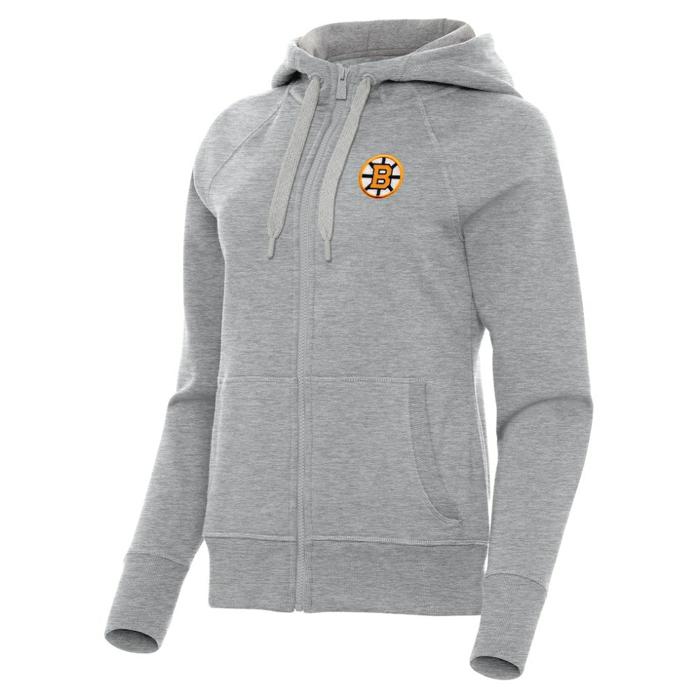 Boston Bruins Antigua Women's Victory Full-Zip Hoodie - Heather Gray Hoodies