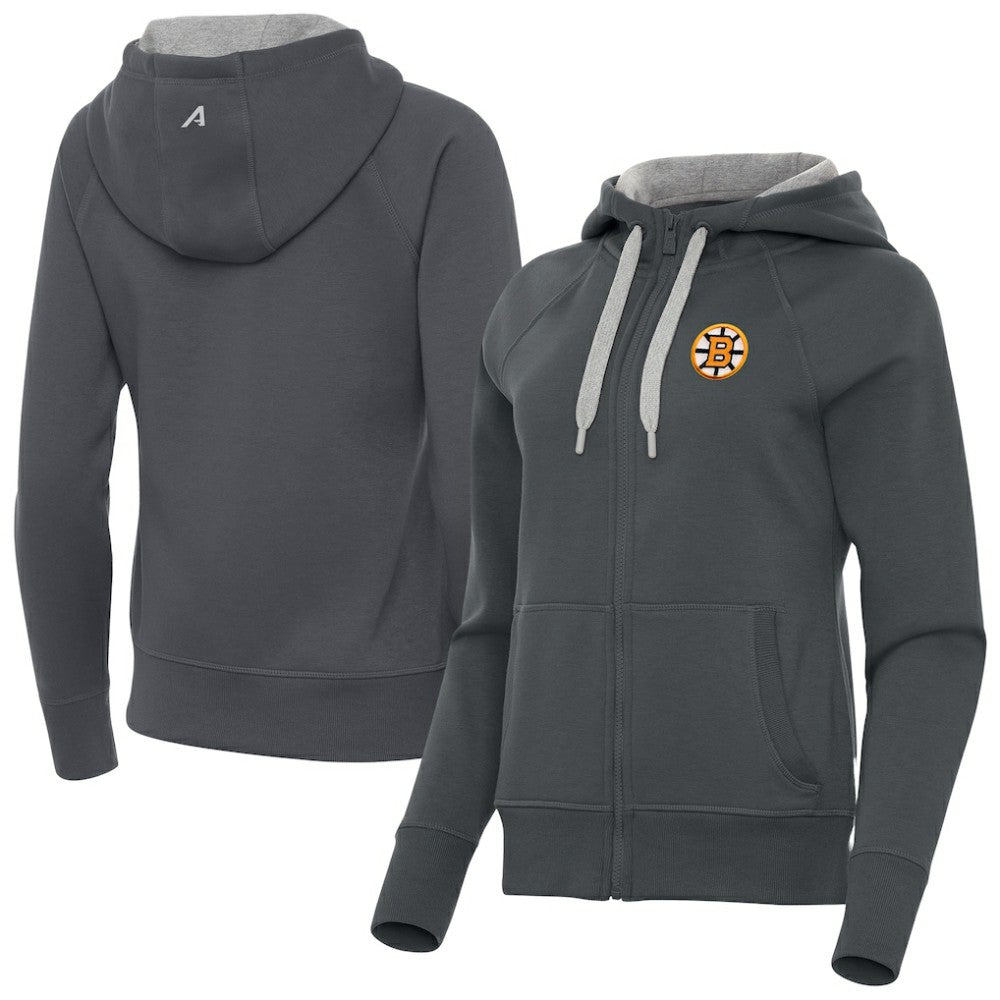 Boston Bruins Antigua Women's Victory Full-Zip Hoodie - Charcoal Hoodies