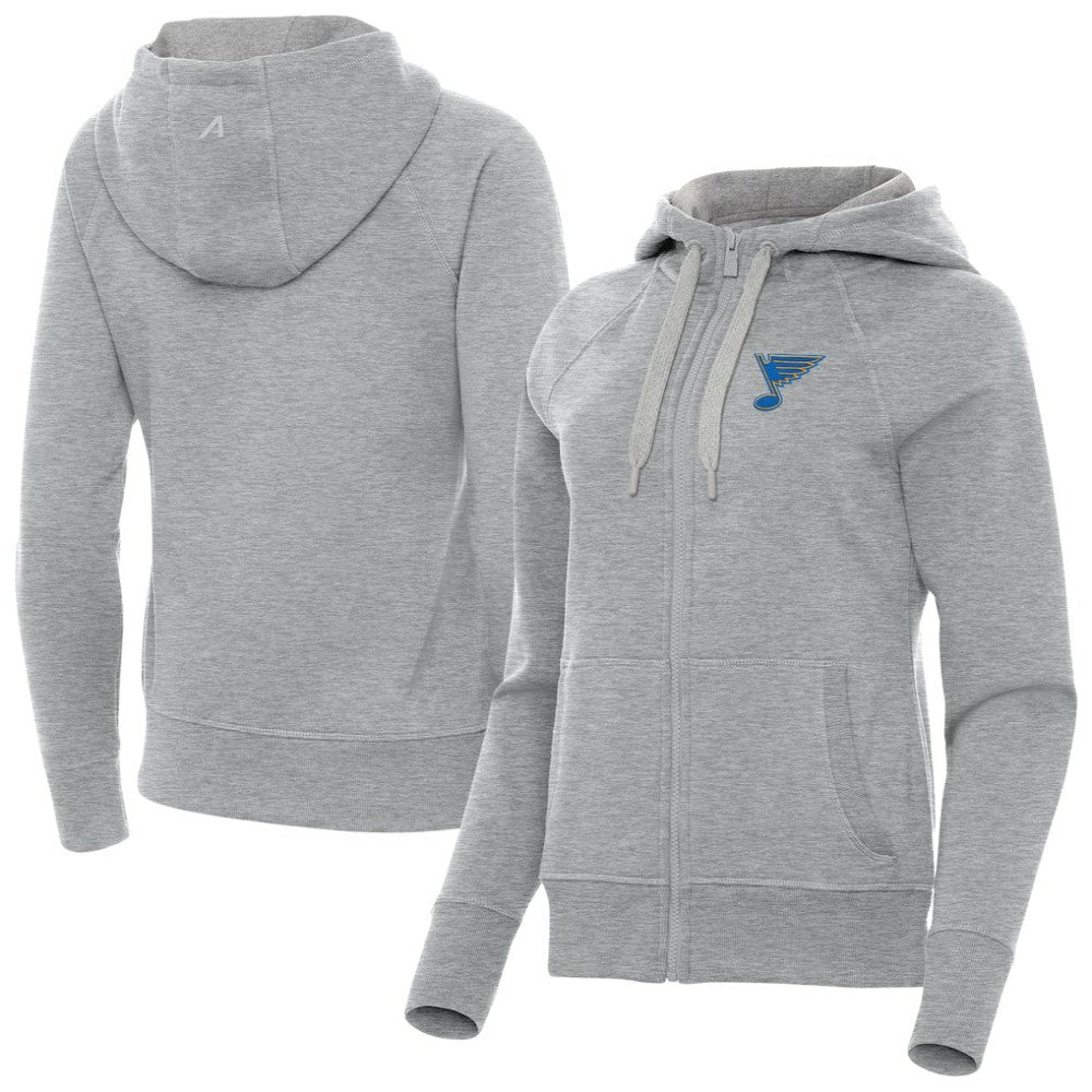 St. Louis Blues Antigua Women's Victory Full-Zip Hoodie - Heather Gray Hoodies