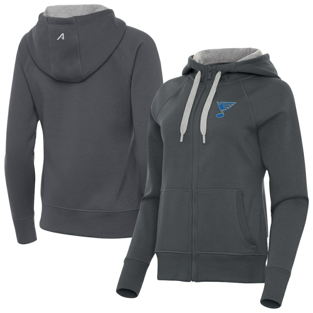St. Louis Blues Antigua Women's Victory Full-Zip Hoodie - Charcoal Hoodies