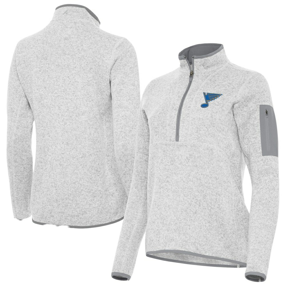 St. Louis Blues Antigua Women's Fortune Half-Zip Pullover - Heather Gray Pullover