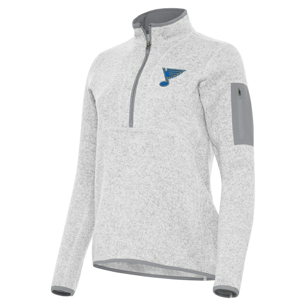 St. Louis Blues Antigua Women's Fortune Half-Zip Pullover - Heather Gray Pullover