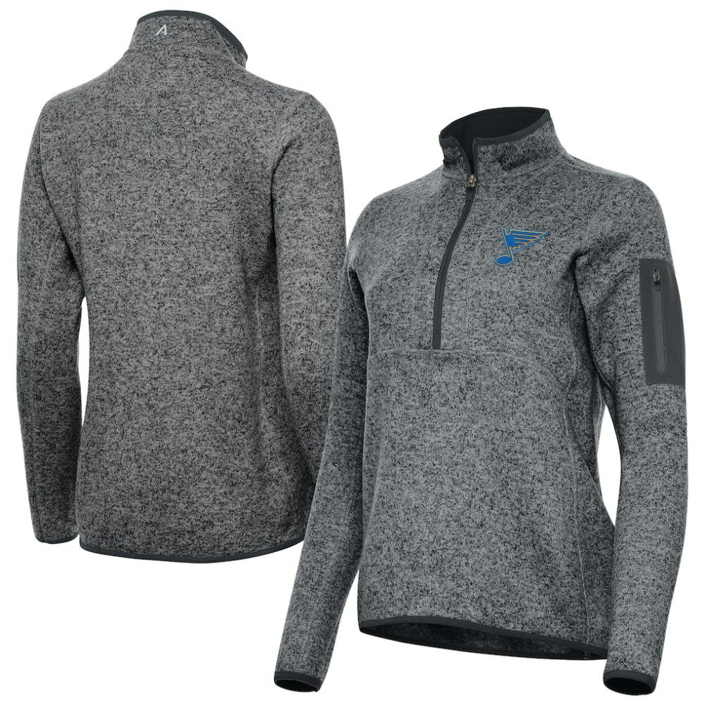 St. Louis Blues Antigua Women's Fortune Half-Zip Pullover - Heather Black Pullover