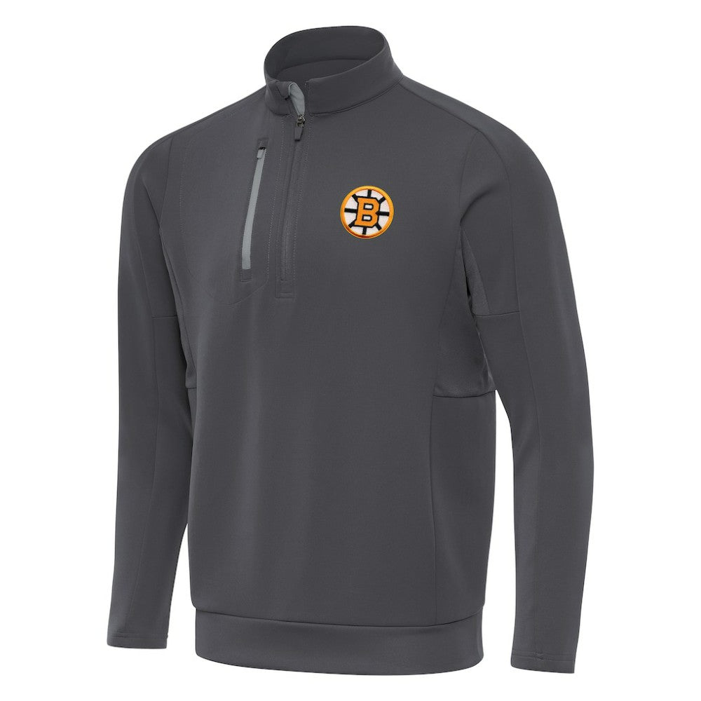 Boston Bruins Antigua Generation Quarter-Zip Pullover Top - Pewter Pullover