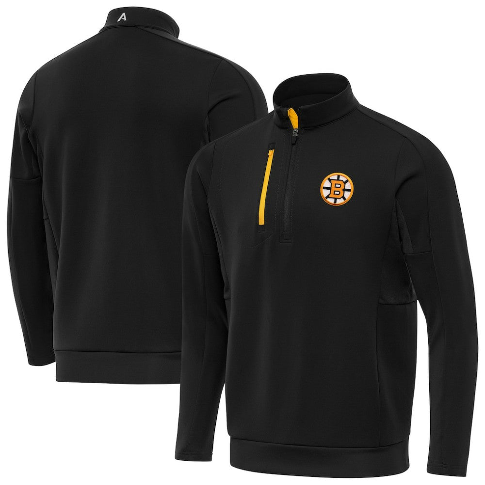 Boston Bruins Antigua Generation Quarter-Zip Pullover Top - Black Pullover