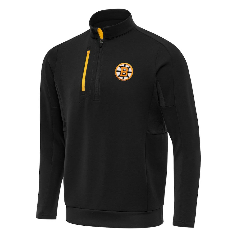 Boston Bruins Antigua Generation Quarter-Zip Pullover Top - Black Pullover