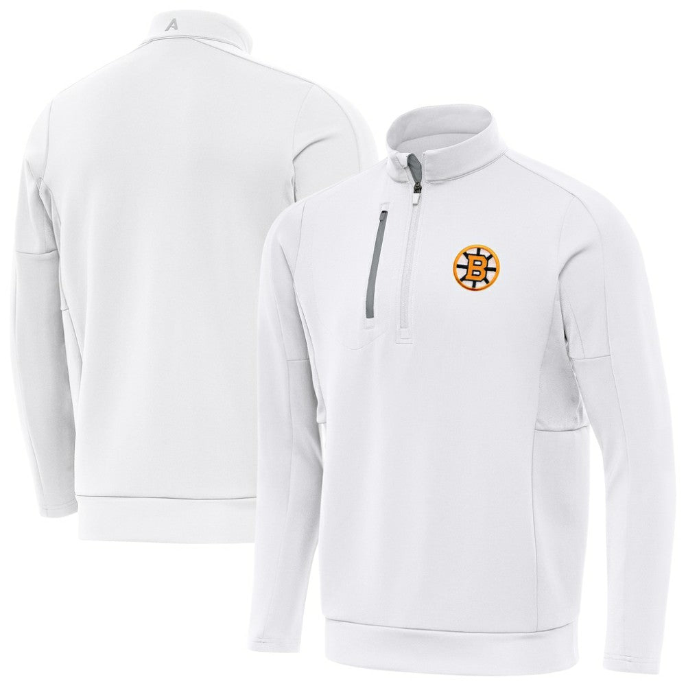 Boston Bruins Antigua Generation Quarter-Zip Pullover Top - White Pullover