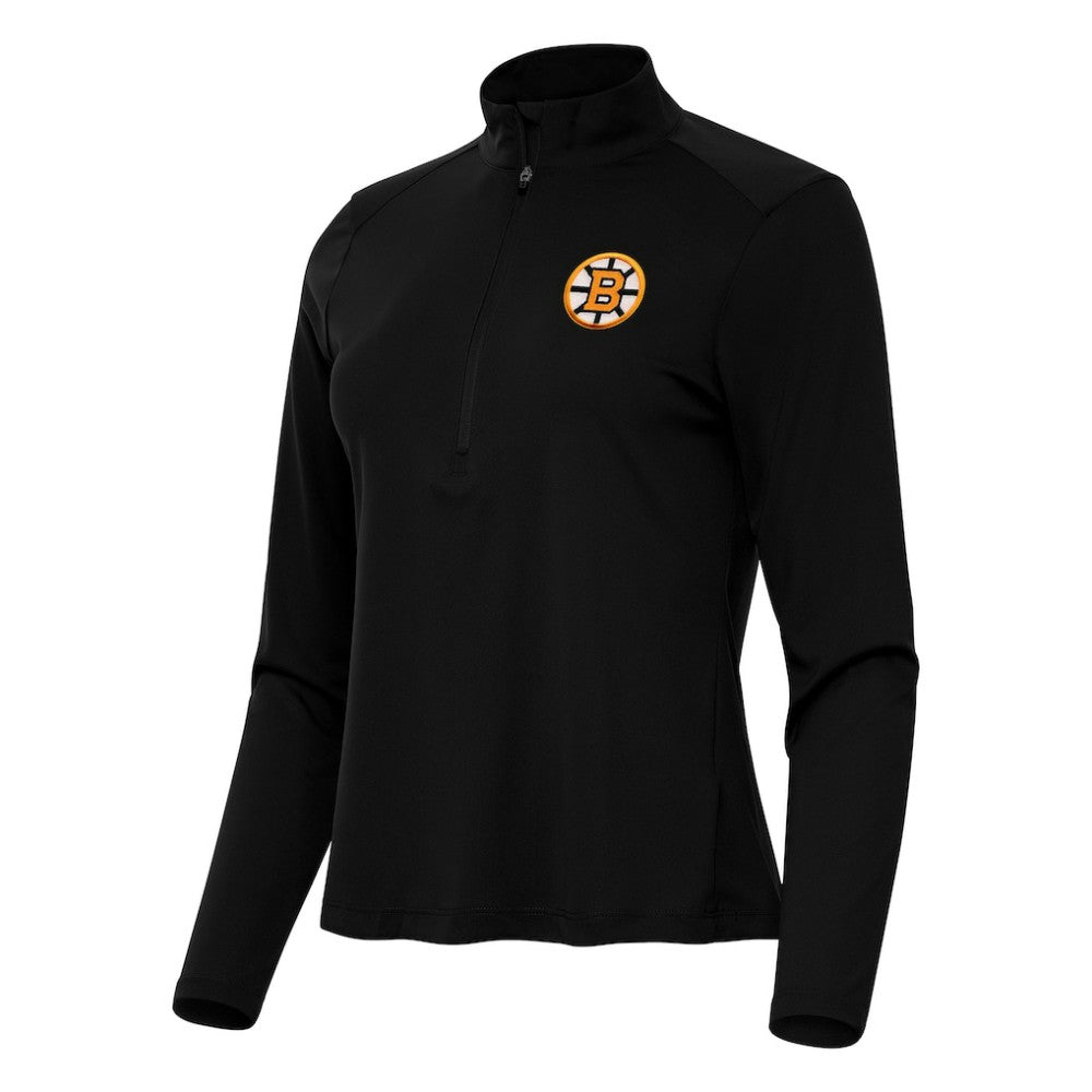 Boston Bruins Antigua Women's Tribute Half-Zip Pullover - Black Pullover