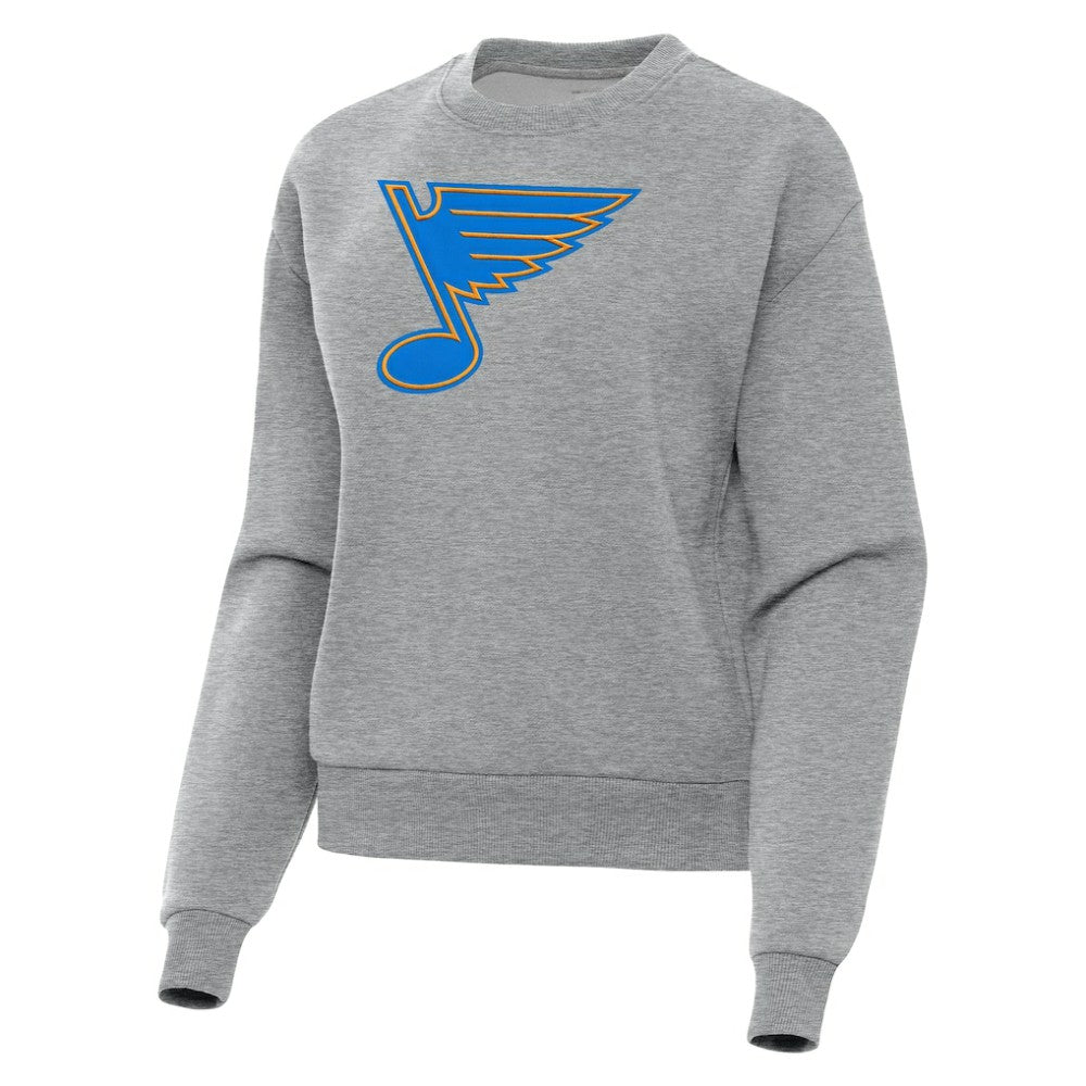 St. Louis Blues Antigua Women's Victory Pullover Sweatshirt - Heather Gray Sweatshirts