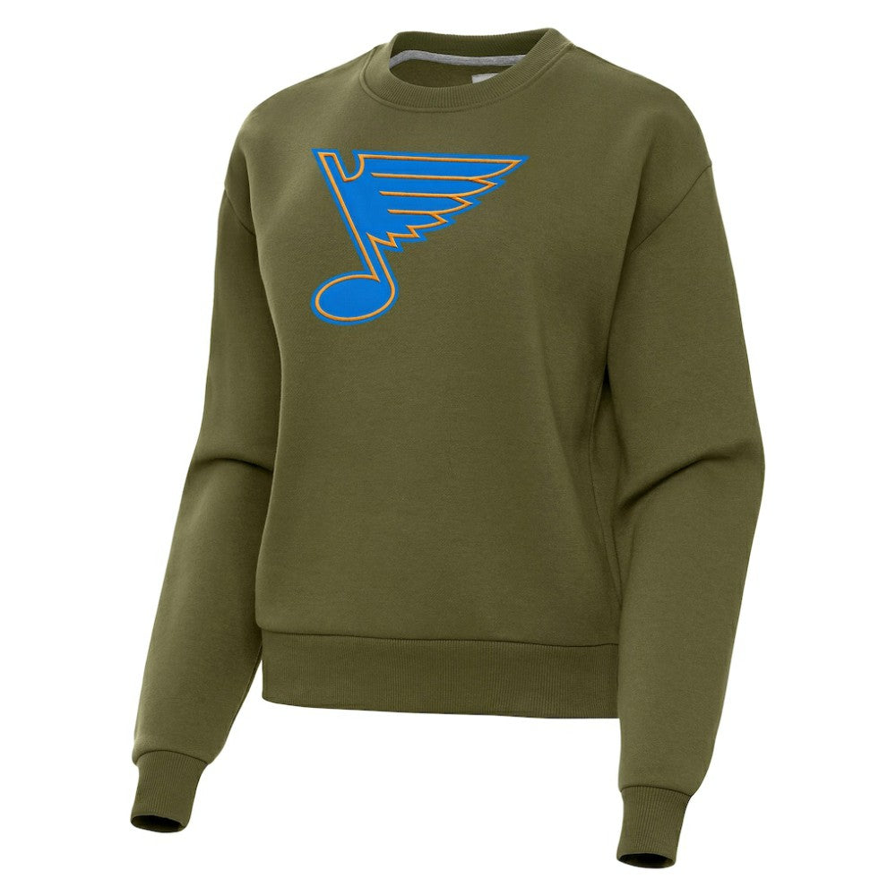 St. Louis Blues Antigua Women's Victory Pullover Sweatshirt - Olive Sweatshirts