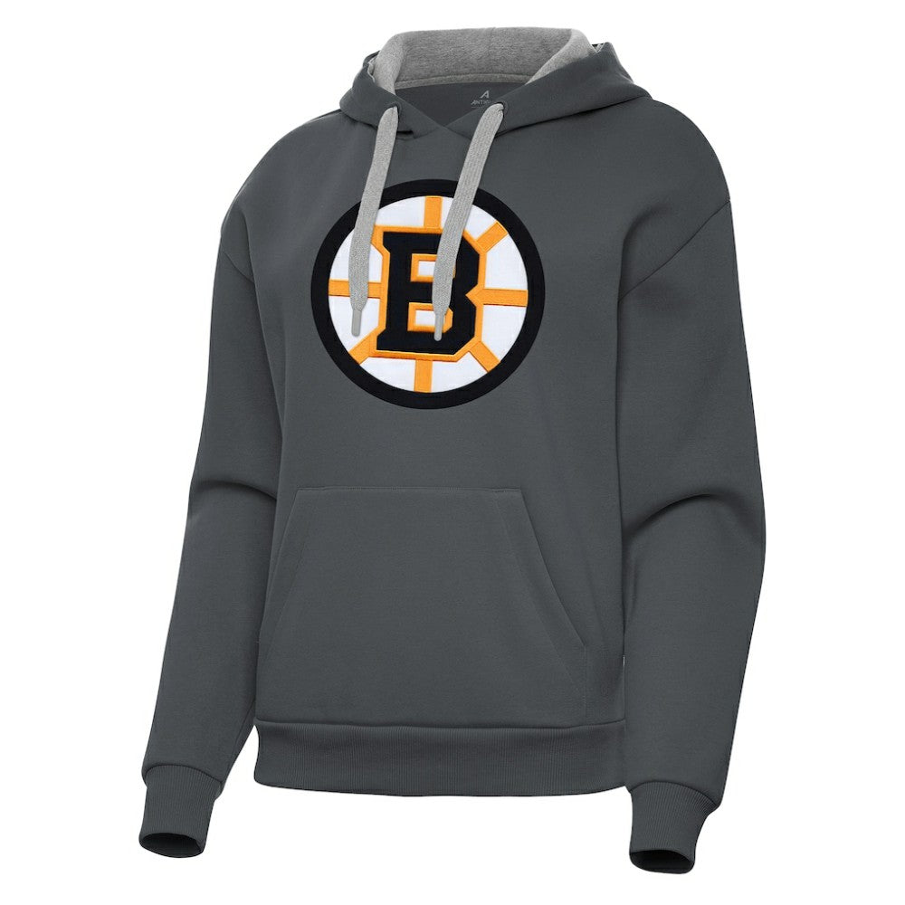 Boston Bruins Antigua Women's Victory Pullover Hoodie - Charcoal Hoodies