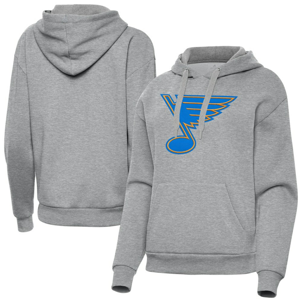 St. Louis Blues Antigua Women's Victory Pullover Hoodie - Heather Gray Hoodies