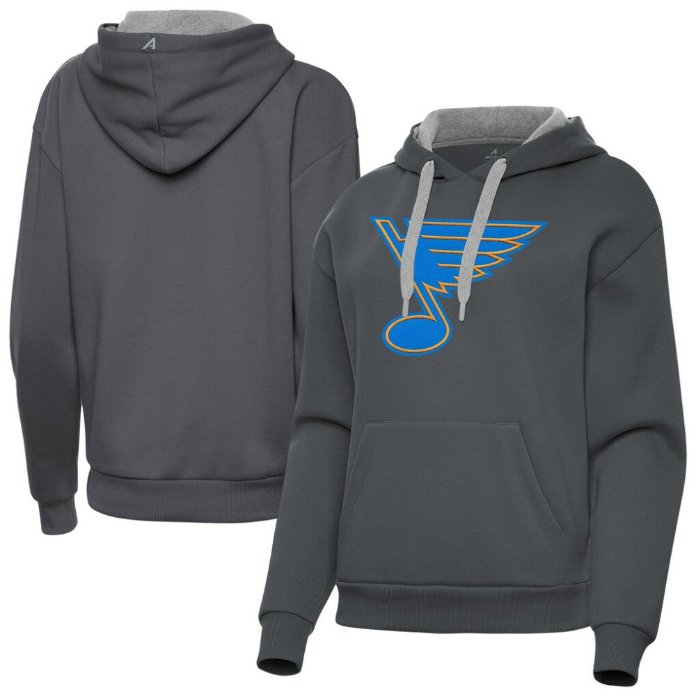 St. Louis Blues Antigua Women's Victory Pullover Hoodie - Charcoal Hoodies