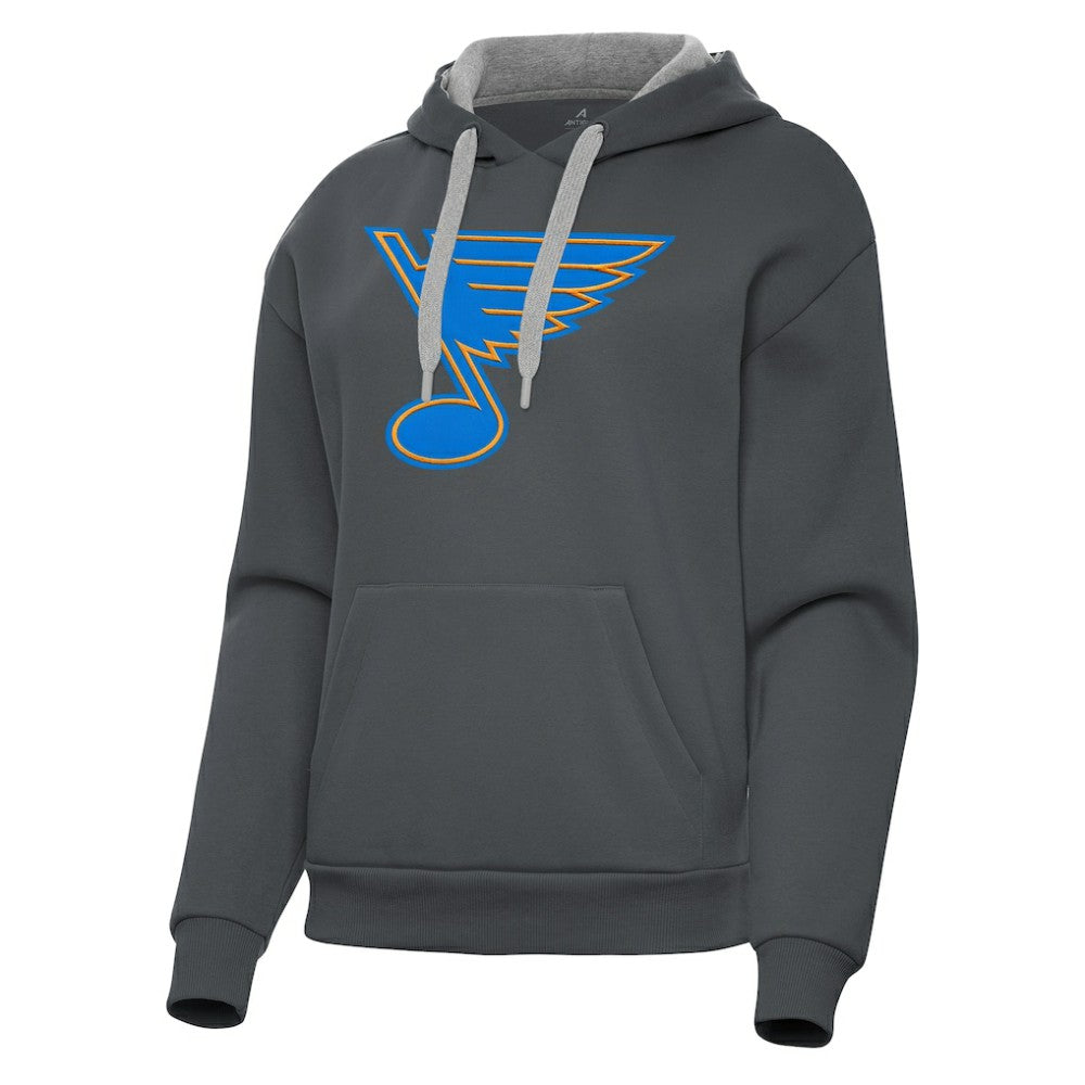 St. Louis Blues Antigua Women's Victory Pullover Hoodie - Charcoal Hoodies