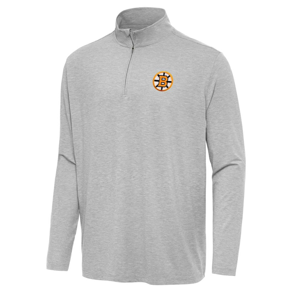 Boston Bruins Antigua Hunk Lightweight Quarter-Zip Pullover - Heather Gray Pullover