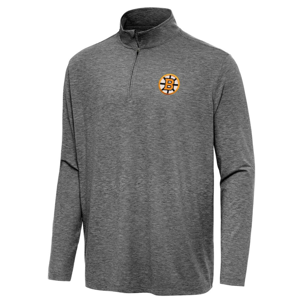 Boston Bruins Antigua Hunk Lightweight Quarter-Zip Pullover - Heather Black Pullover