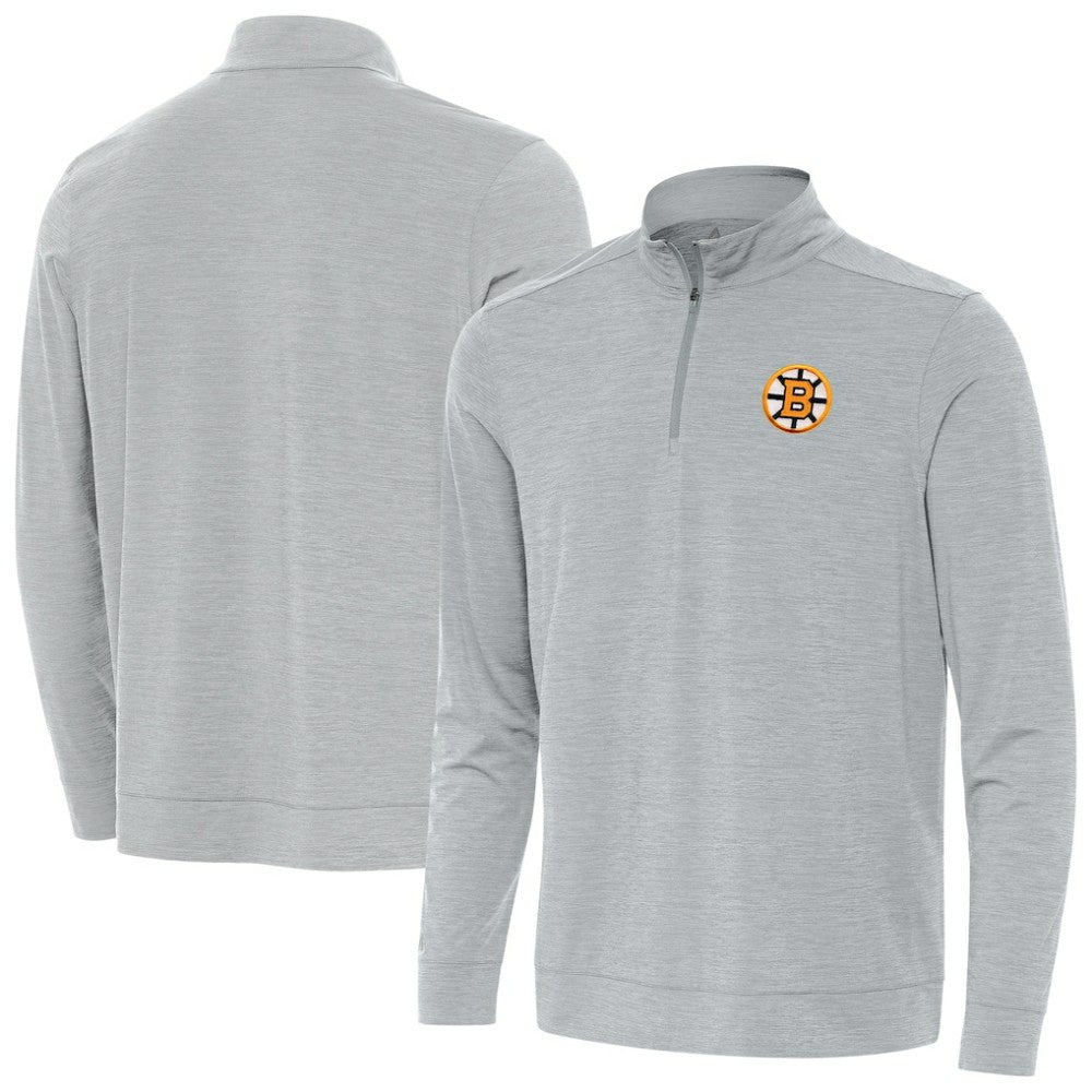 Boston Bruins Antigua Bright Quarter-Zip Pullover - Heather Gray Pullover