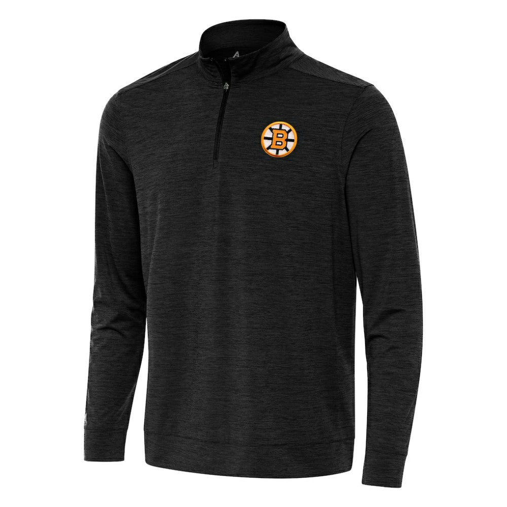Boston Bruins Antigua Bright Quarter-Zip Pullover - Heather Black Pullover