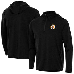 Boston Bruins Antigua Tidy Quarter-Zip Hoodie - Heather Black Hoodies