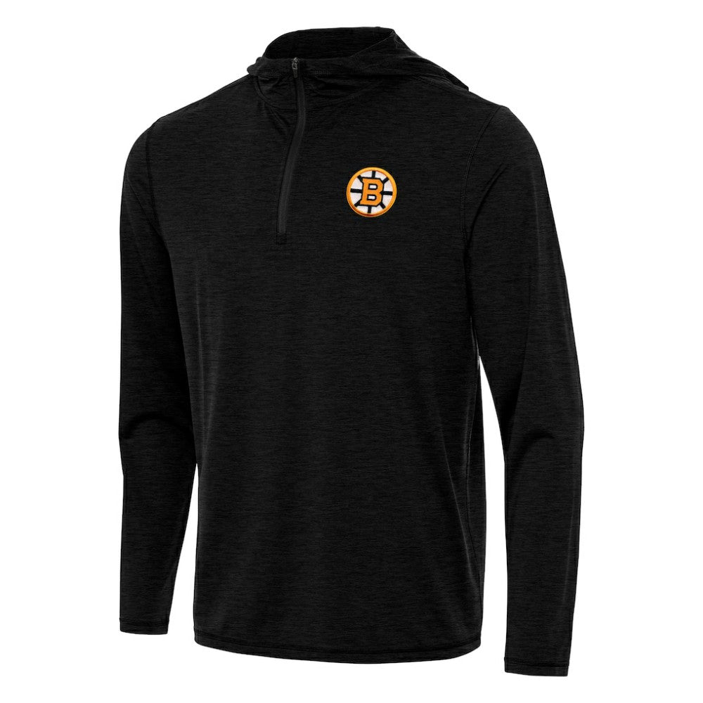 Boston Bruins Antigua Tidy Quarter-Zip Hoodie - Heather Black Hoodies