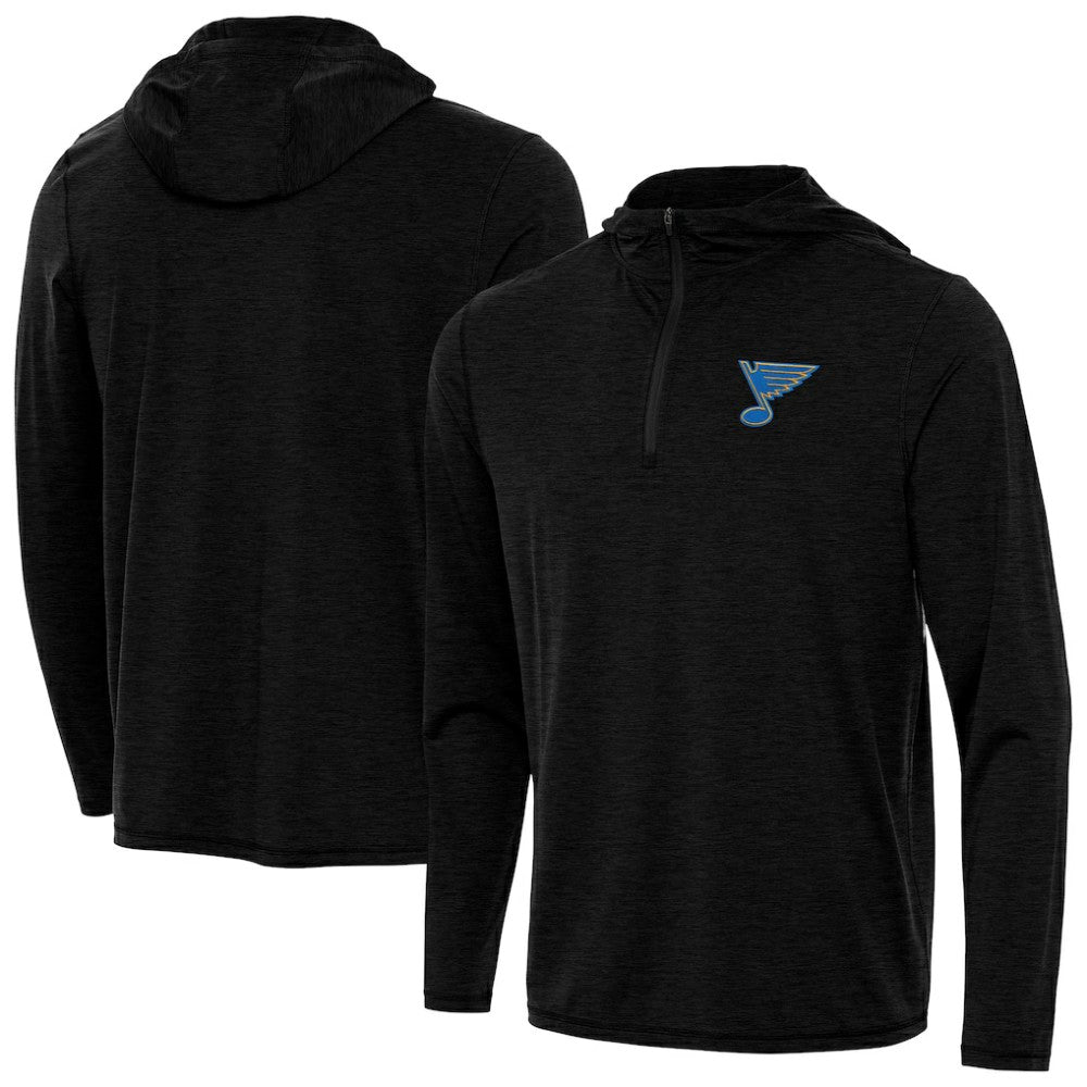 St. Louis Blues Antigua Tidy Quarter-Zip Hoodie - Heather Black Hoodies