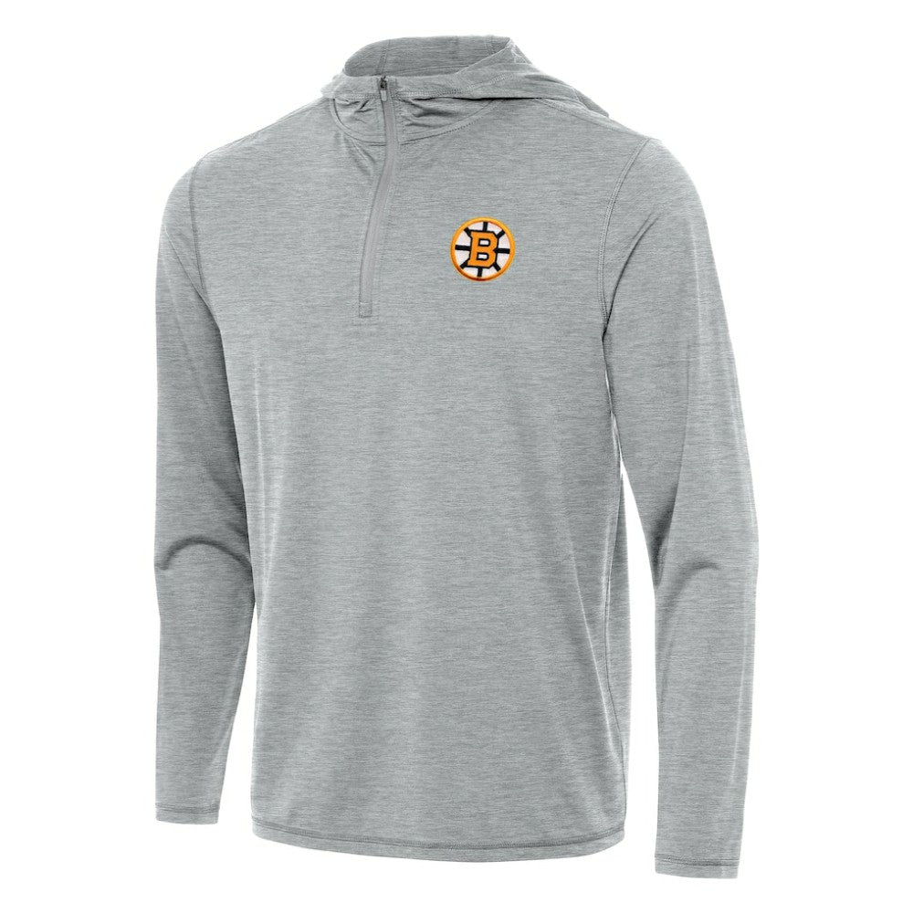 Boston Bruins Antigua Tidy Quarter-Zip Hoodie - Heather Gray Hoodies