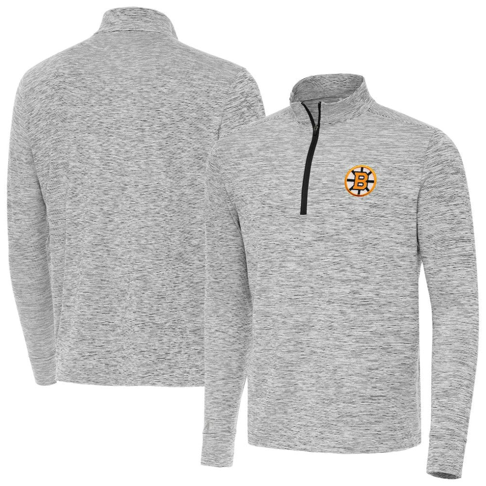 Boston Bruins Antigua Cause Quarter-Zip Jacket - Black Jackets