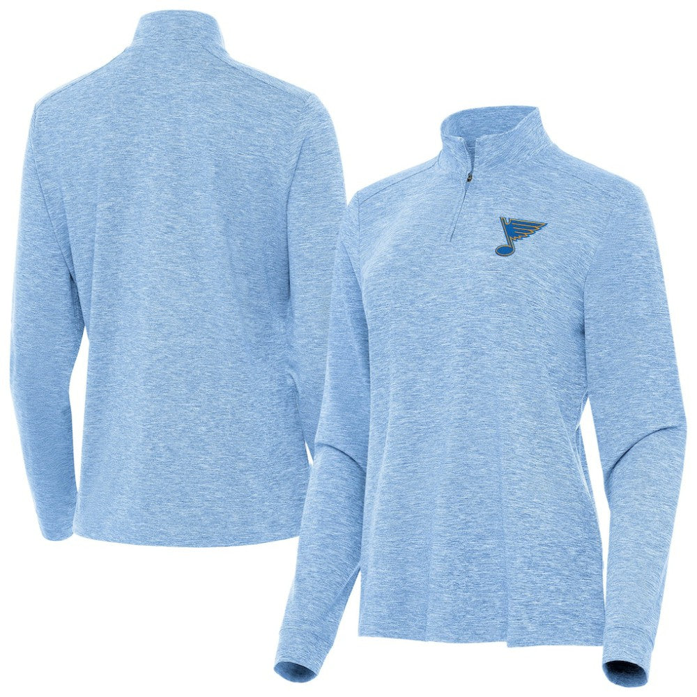 St. Louis Blues Antigua Mentor Long Sleeve Quarter-Zip Mock Polo - Heather Blue