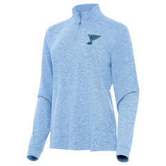 St. Louis Blues Antigua Mentor Long Sleeve Quarter-Zip Mock Polo - Heather Blue