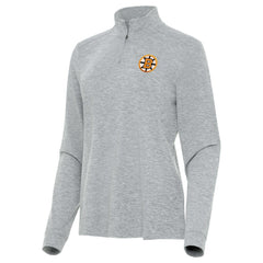 Boston Bruins Antigua Mentor Long Sleeve Quarter-Zip Mock Polo - Heather Gray