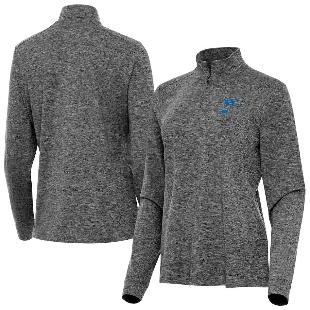 St. Louis Blues Antigua Mentor Long Sleeve Quarter-Zip Mock Polo - Heather Black
