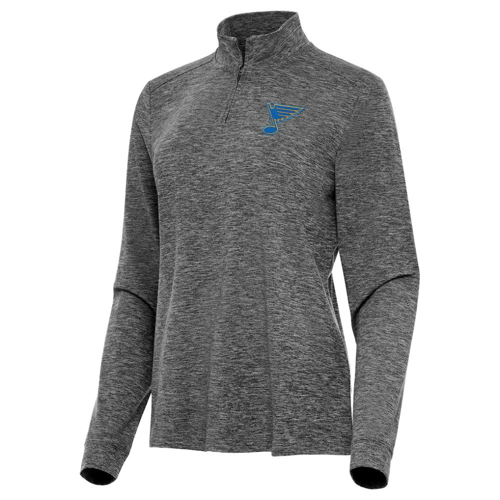St. Louis Blues Antigua Mentor Long Sleeve Quarter-Zip Mock Polo - Heather Black