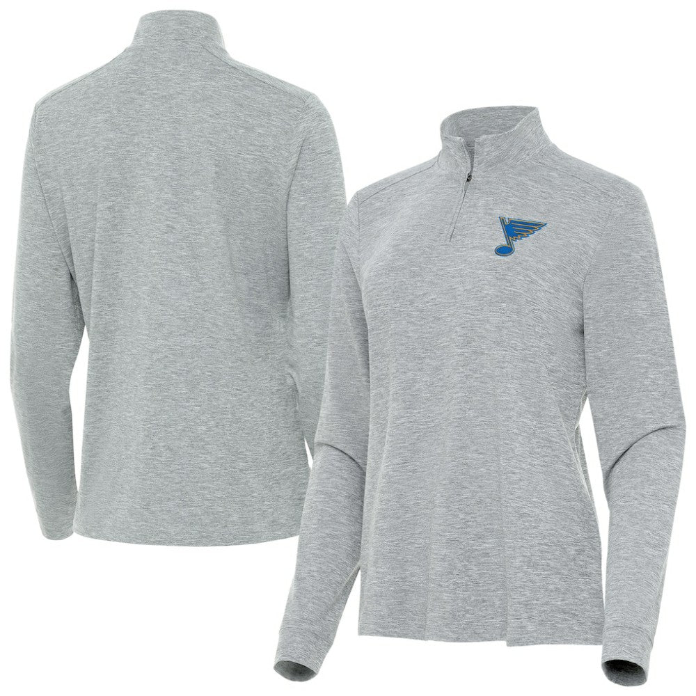 St. Louis Blues Antigua Mentor Long Sleeve Quarter-Zip Mock Polo - Heather Gray