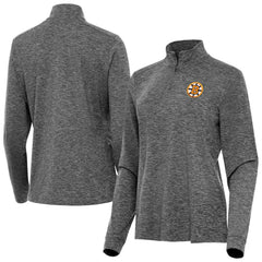 Boston Bruins Antigua Mentor Long Sleeve Quarter-Zip Mock Polo - Heather Black