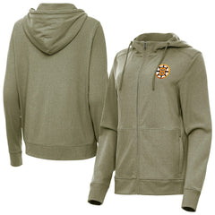 Boston Bruins Antigua Women's Seeker Full-Zip Hoodie - Olive Hoodies