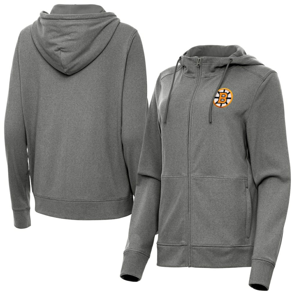 Boston Bruins Antigua Women's Seeker Full-Zip Hoodie - Heather Black Hoodies