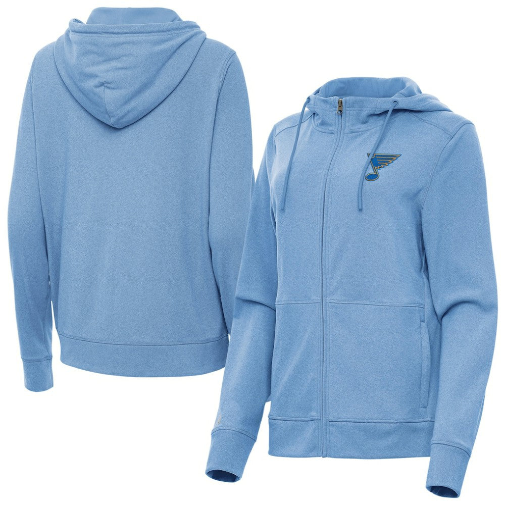 St. Louis Blues Antigua Women's Seeker Full-Zip Hoodie - Heather Blue Hoodies