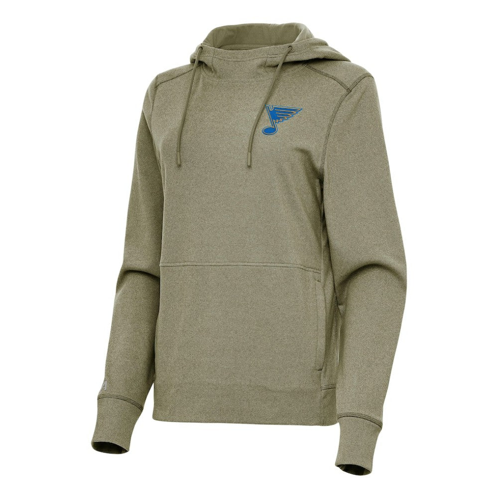 St. Louis Blues Antigua Women's Justice Pullover Hoodie - Olive Hoodies