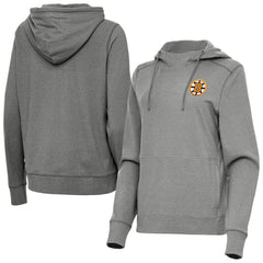 Boston Bruins Antigua Women's Justice Pullover Hoodie - Heather Black Hoodies