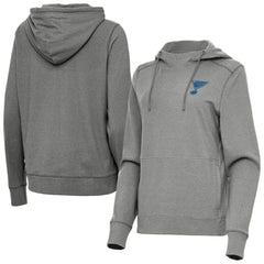 St. Louis Blues Antigua Women's Justice Pullover Hoodie - Heather Black Hoodies