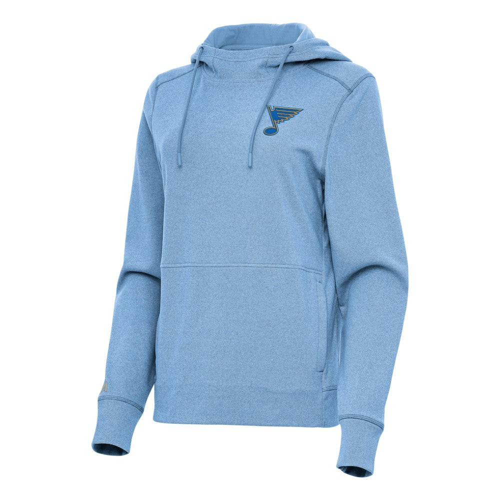 St. Louis Blues Antigua Women's Justice Pullover Hoodie - Heather Blue Hoodies
