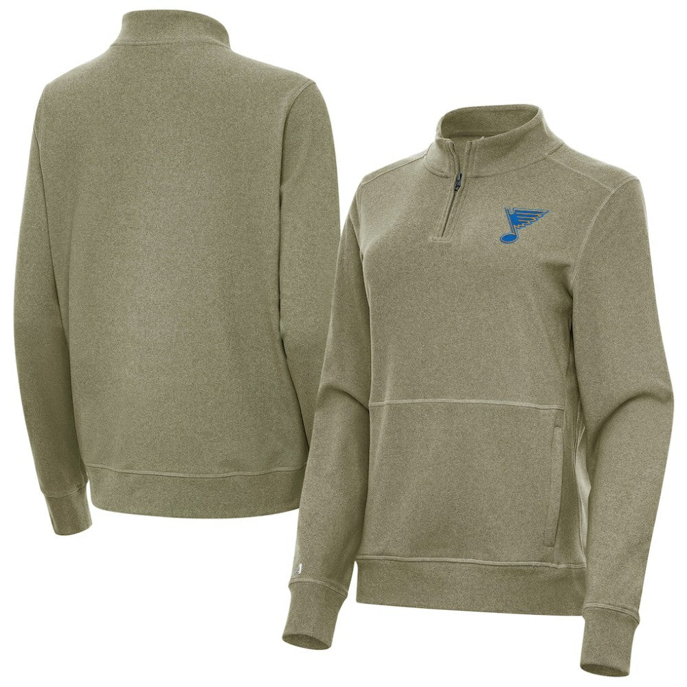 St. Louis Blues Antigua Women's Crush Quarter-Zip Pullover - Olive Pullover