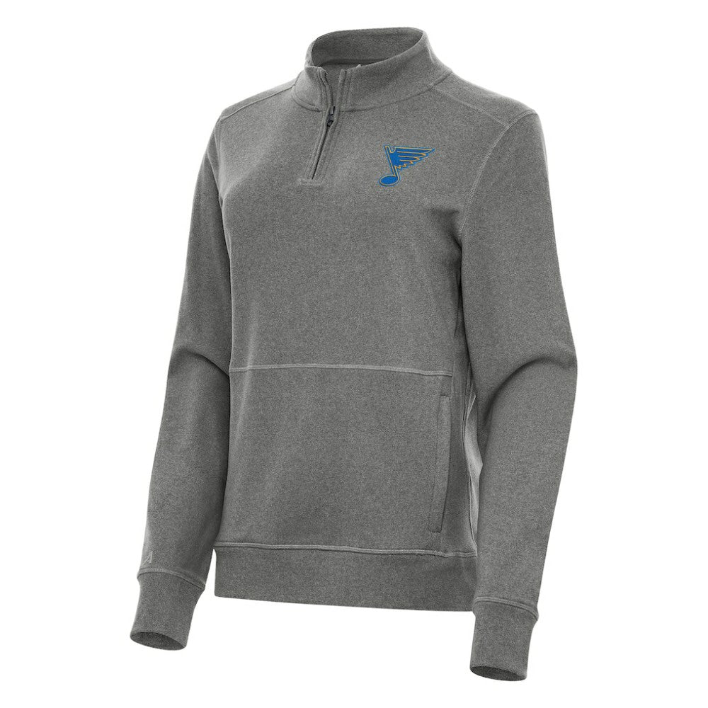 St. Louis Blues Antigua Women's Crush Quarter-Zip Pullover - Heather Black Pullover