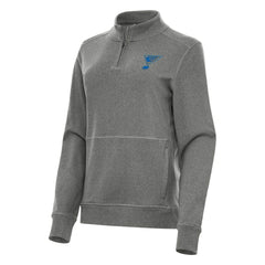 St. Louis Blues Antigua Women's Crush Quarter-Zip Pullover - Heather Black Pullover