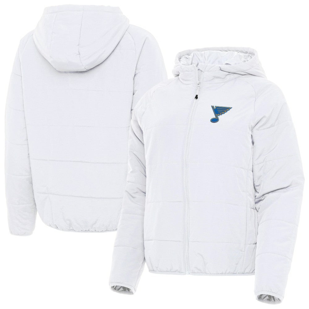 St. Louis Blues Antigua Women's Raglan Universe Full-Zip Hooded Jacket - White Jackets