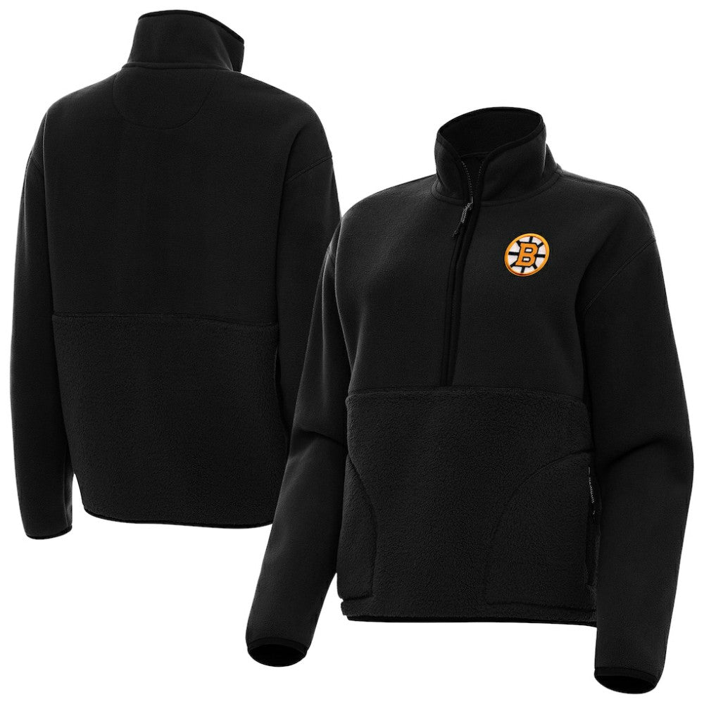 Boston Bruins Antigua Women's Figure Half-Zip Pullover - Black Pullover