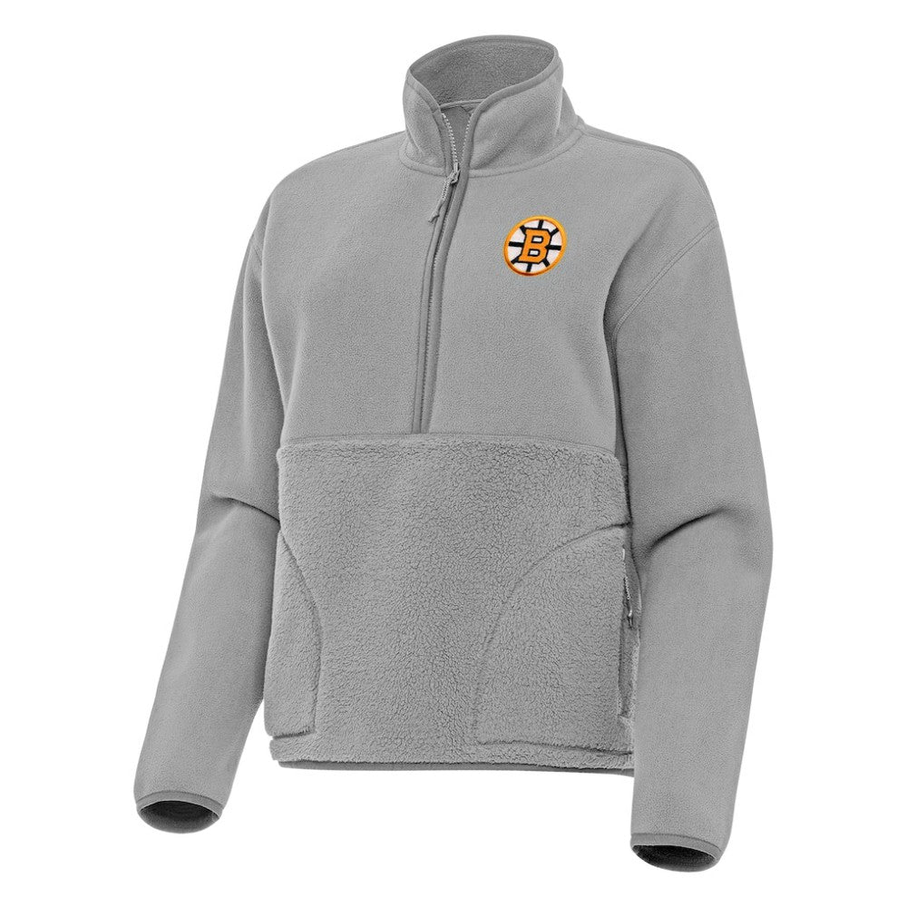Boston Bruins Antigua Women's Figure Half-Zip Pullover - Gray Pullover
