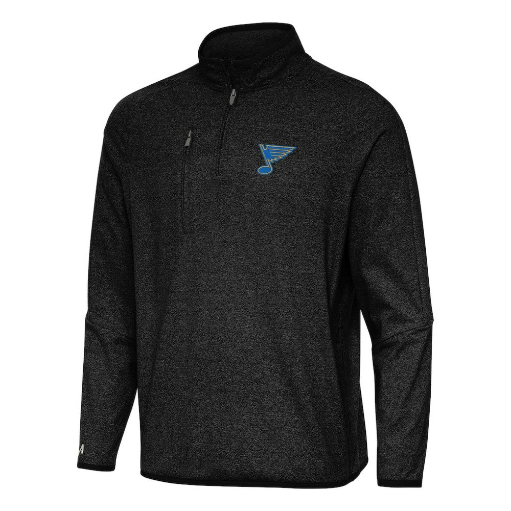 St. Louis Blues Antigua Certain Tri-Blend Quarter-Zip Top - Heather Black Tops