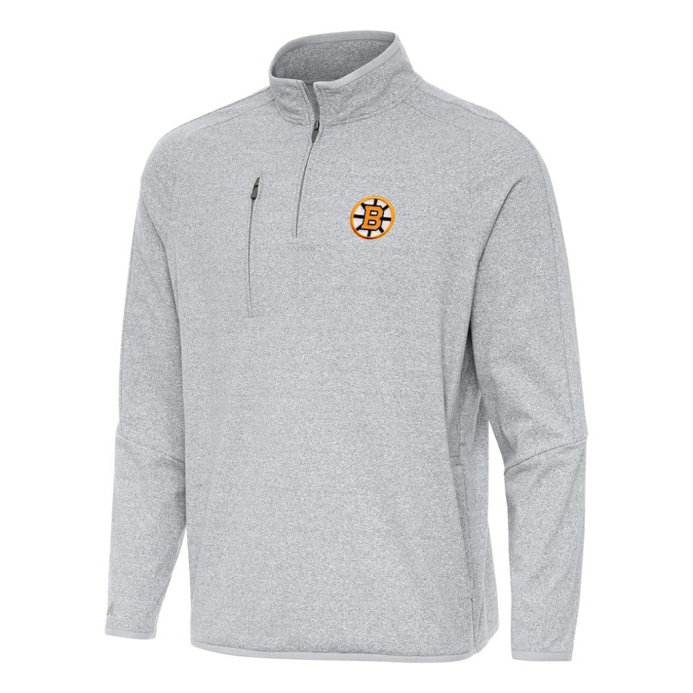 Boston Bruins Antigua Certain Tri-Blend Quarter-Zip Top - Heather Gray Tops