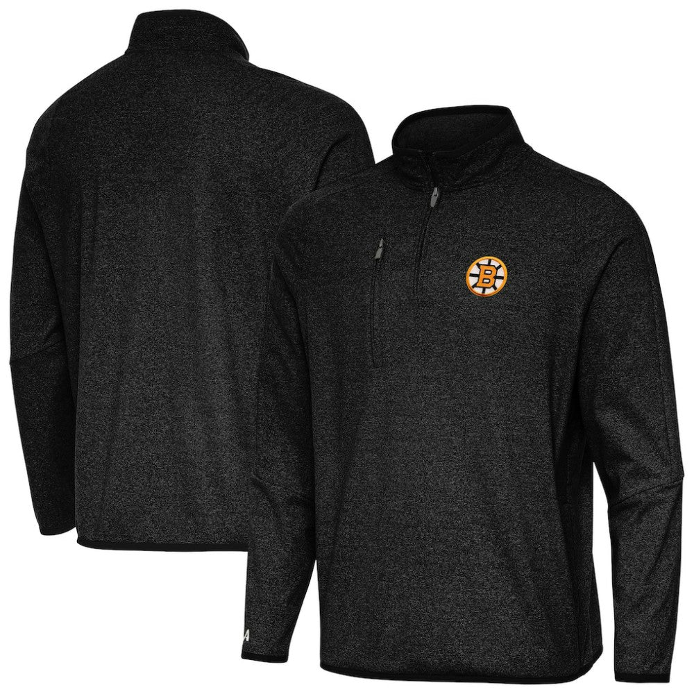 Boston Bruins Antigua Certain Tri-Blend Quarter-Zip Top - Heather Black Tops